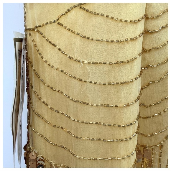 NWT VTG Mark & John by Gopal SILK Gold Sequin Beaded Dress HANDMADE Small - Picture 10 of 15